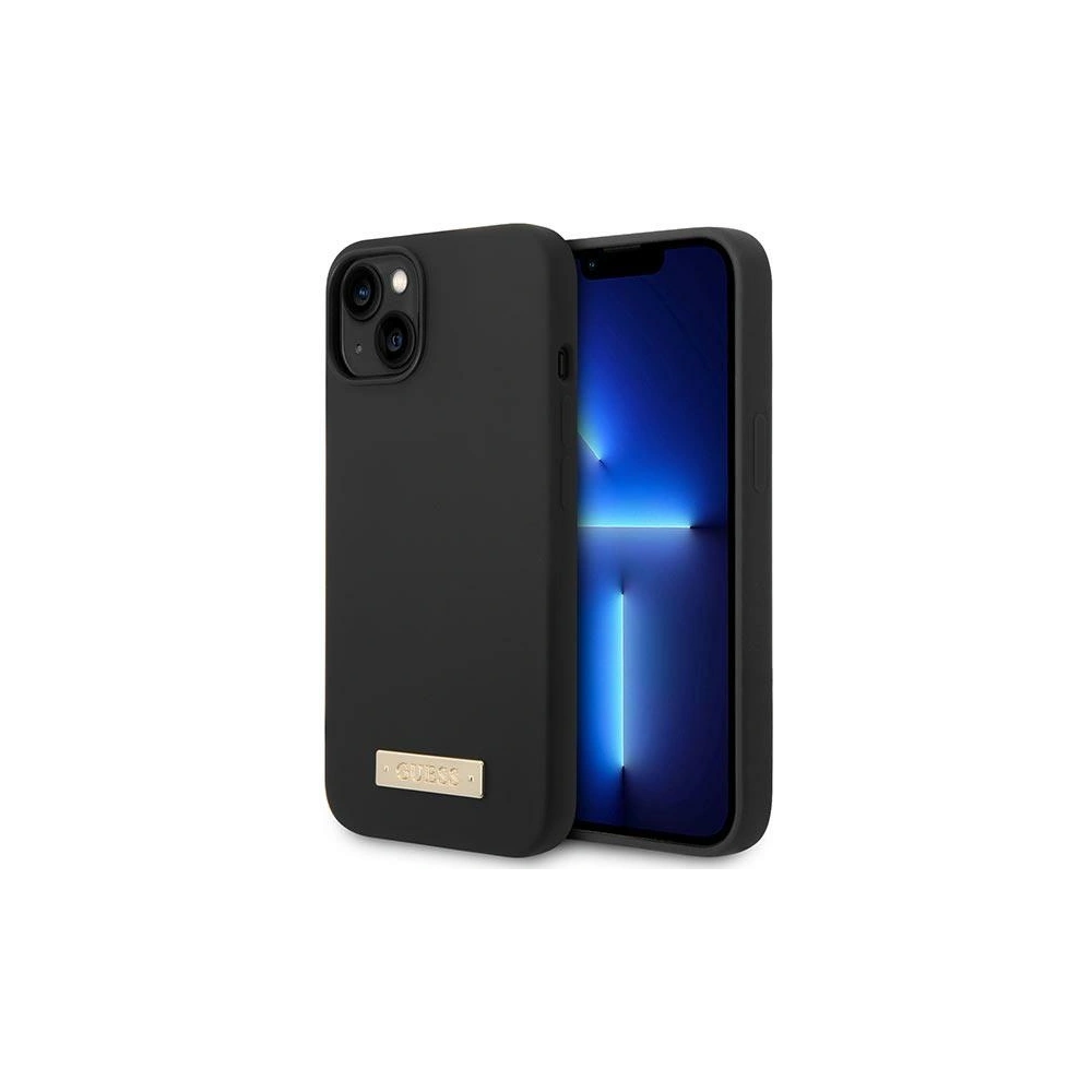Hurtownia GSM - Etui Guess GUHMP14MSBPLK Apple iPhone 14 Plus / 15 Plus černý/black hard case Silicone Logo Plate MagSafe - GUE2045 - {ean13} - Hurt