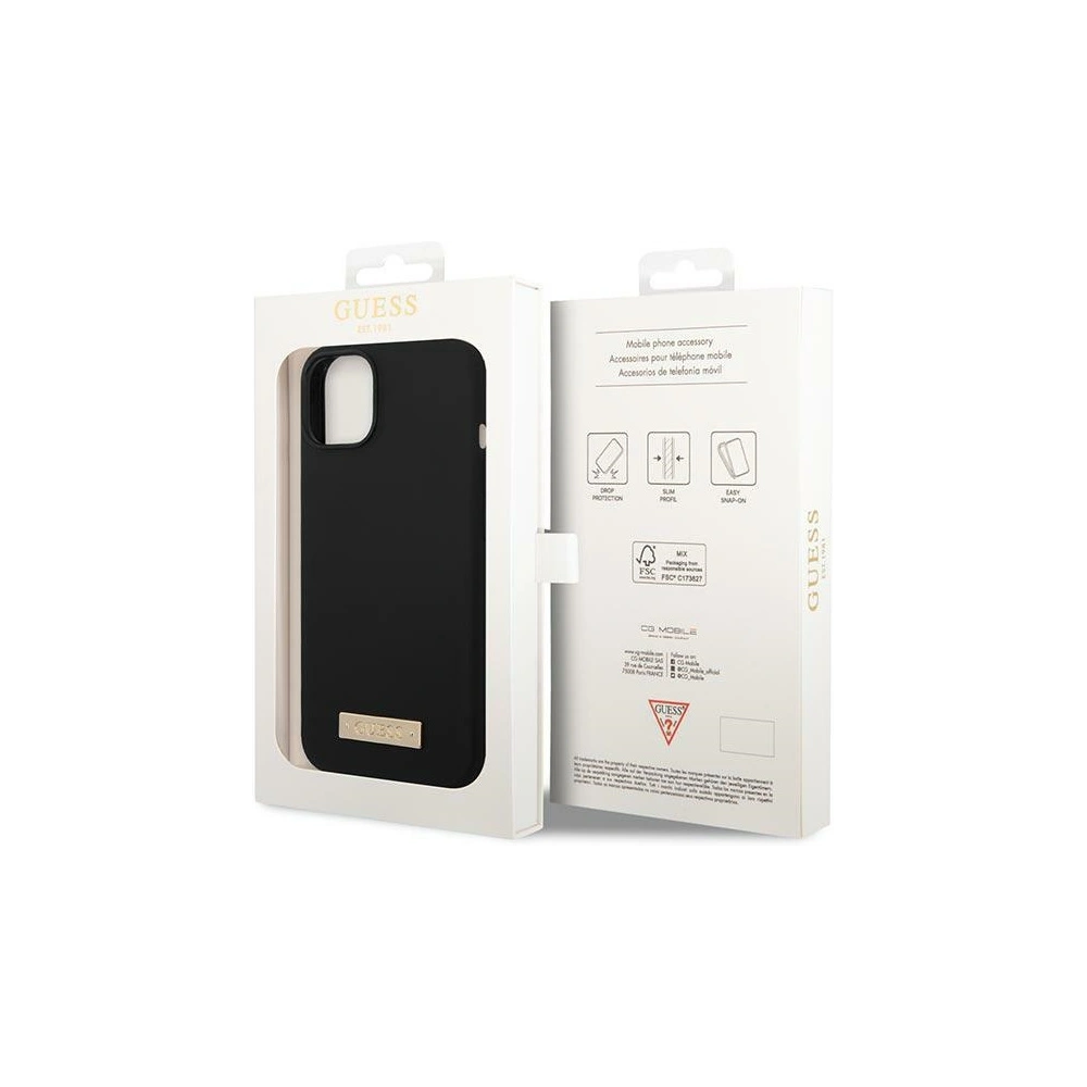 Hurtownia GSM - Etui Guess GUHMP14MSBPLK Apple iPhone 14 Plus / 15 Plus černý/black hard case Silicone Logo Plate MagSafe - GUE2045 - {ean13} - Hurt