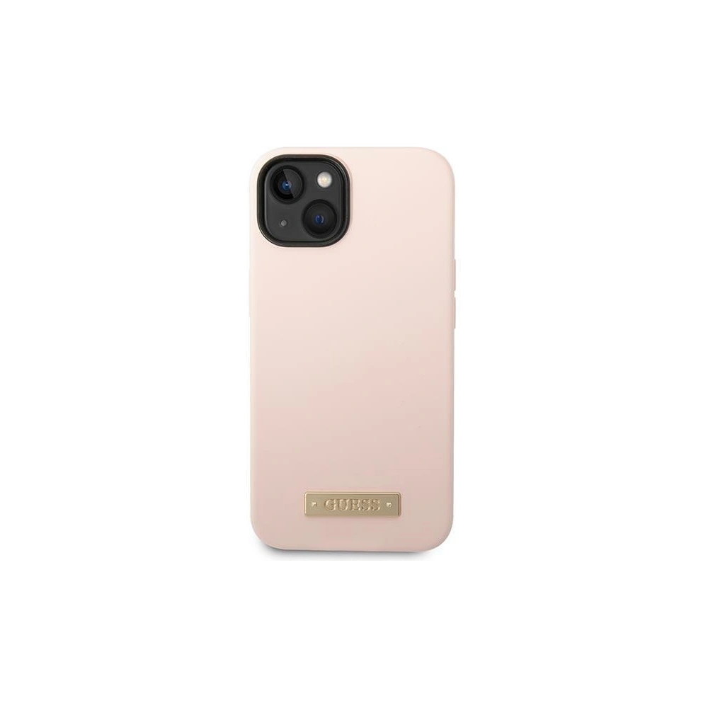 Hurtownia GSM - Etui Guess GUHMP14MSBPLP Apple iPhone 14 Plus / 15 Plus roz/roz hard case Silicone Logo Plate MagSafe - GUE2046 - {ean13} - Hurt