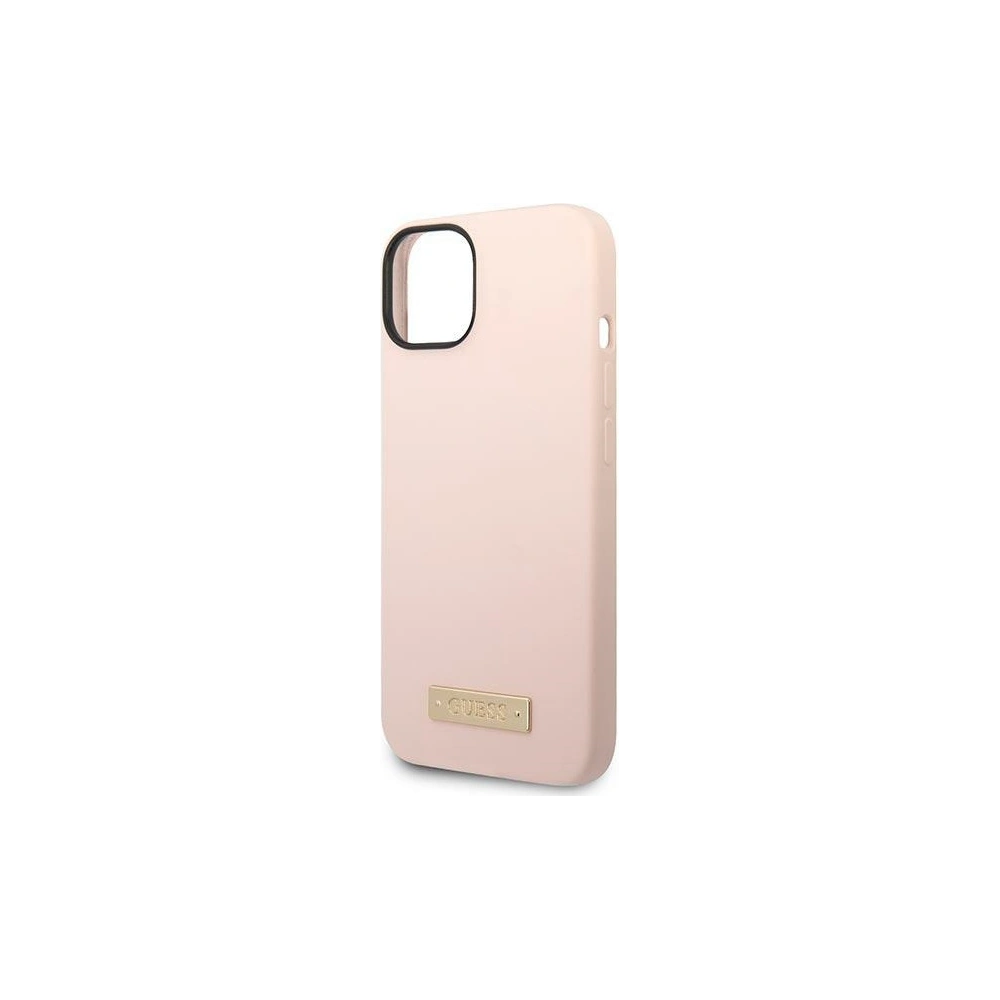 Hurtownia GSM - Etui Guess GUHMP14MSBPLP Apple iPhone 14 Plus / 15 Plus roz/roz hard case Silicone Logo Plate MagSafe - GUE2046 - {ean13} - Hurt