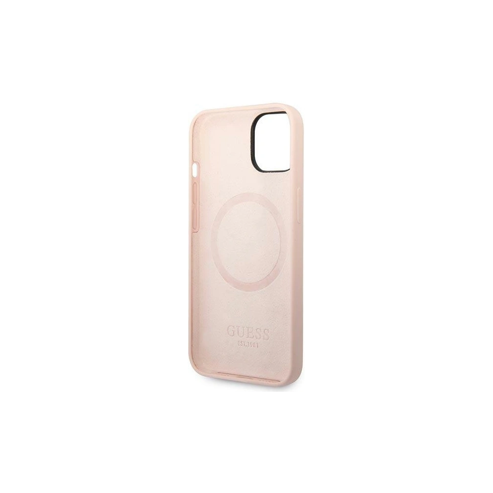 Hurtownia GSM - Etui Guess GUHMP14MSBPLP Apple iPhone 14 Plus / 15 Plus roz/roz hard case Silicone Logo Plate MagSafe - GUE2046 - {ean13} - Hurt