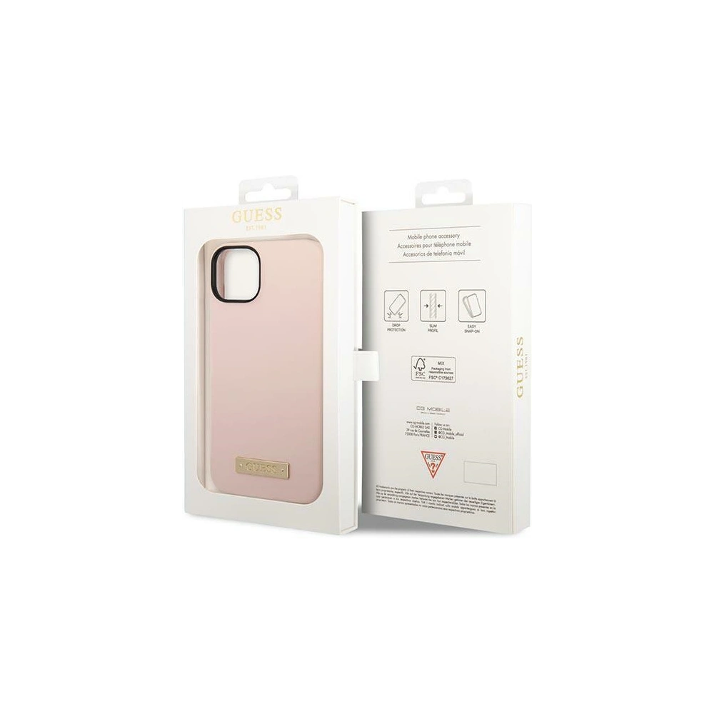 Hurtownia GSM - Case Guess GUHMP14MSBPLP Apple iPhone 14 Plus / 15 Plus rosa/pink Hartschale Silikon Logo-Platte MagSafe - GUE2046 - {ean13} - Hurt