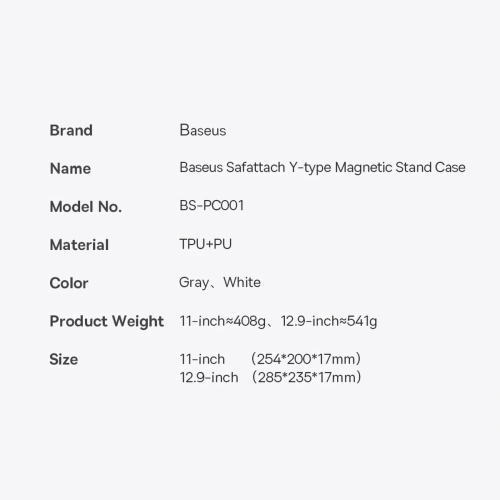 Etui Baseus Safattach Y-type Apple iPad Pro 11 2018/2020/2021 (1., 2. i 3. generacji) biały