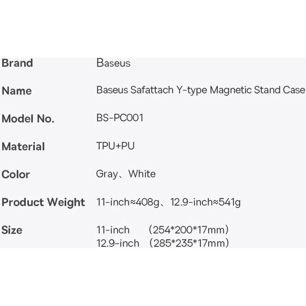 Hurtownia GSM - Tok Baseus Safattach Y-típusú Apple iPad Pro 11 2018/2020/2021 (1., 2. és 3. generáció) fehér - BSU3542 - {ean13} - Hurt