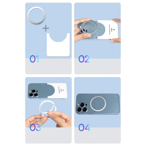 Magnetyczny pierścień Baseus Halo Series srebrny [2 PACK]