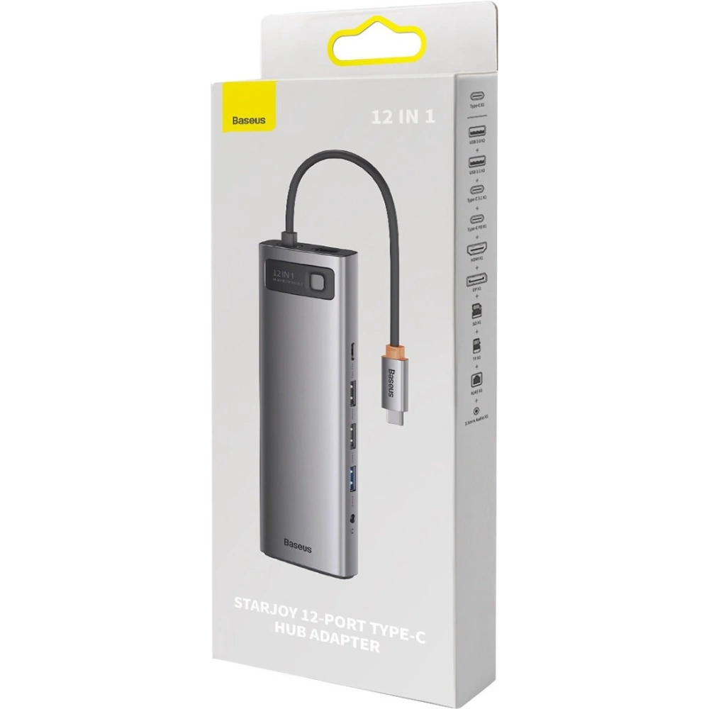 Hurtownia GSM - HUB Baseus Metal Gleam USB-C 12w1 HDMI / DP / USB Typ C / minijack 3.5mm / RJ45 / SD - BSU3545 - {ean13} - Hurt