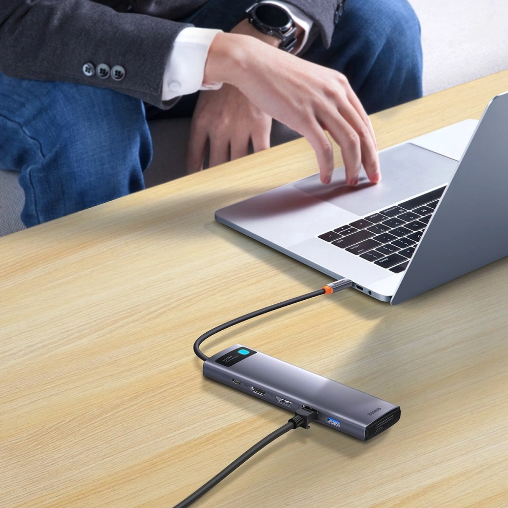 Wholesale HUB Baseus Metal Gleam USB-C 12w1 HDMI / DP / USB Type C / minijack 3.5mm / RJ45 / SD - BSU3545 - {ean13} - Hurt