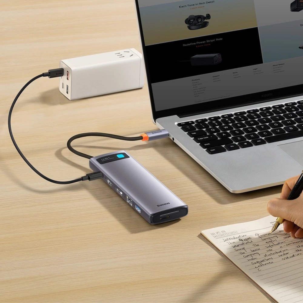 Wholesale HUB Baseus Metal Gleam USB-C 12w1 HDMI / DP / USB Type C / minijack 3.5mm / RJ45 / SD - BSU3545 - {ean13} - Hurt
