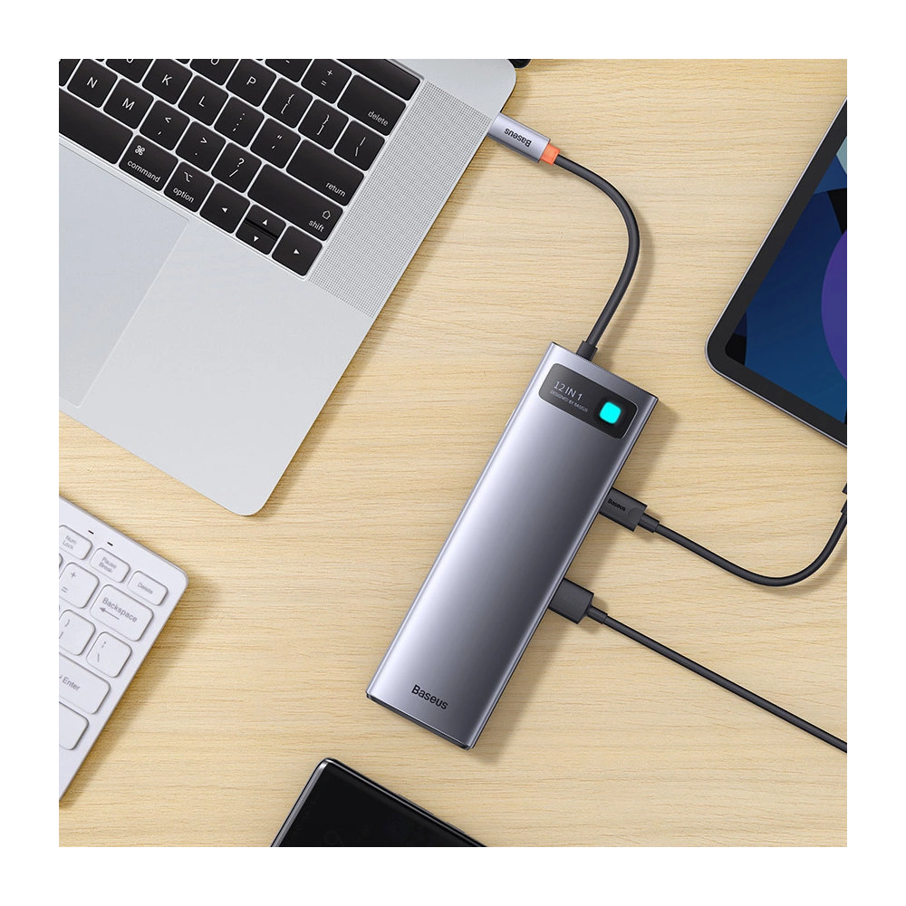 Wholesale HUB Baseus Metal Gleam USB-C 12w1 HDMI / DP / USB Type C / minijack 3.5mm / RJ45 / SD - BSU3545 - {ean13} - Hurt