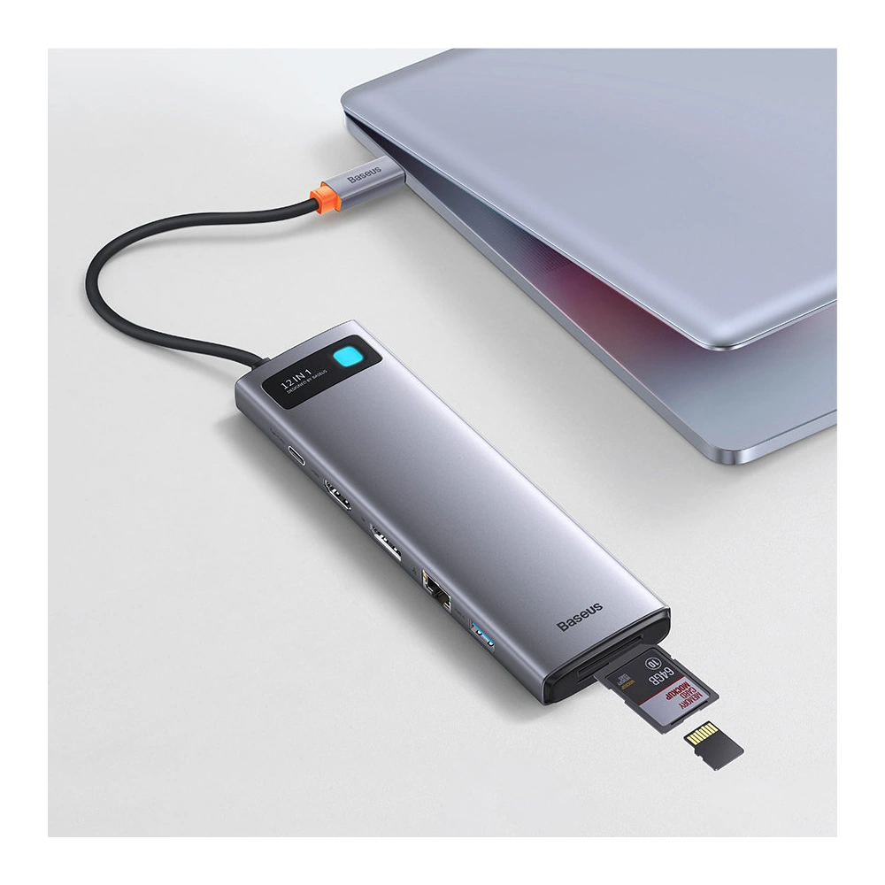 Wholesale HUB Baseus Metal Gleam USB-C 12w1 HDMI / DP / USB Type C / minijack 3.5mm / RJ45 / SD - BSU3545 - {ean13} - Hurt