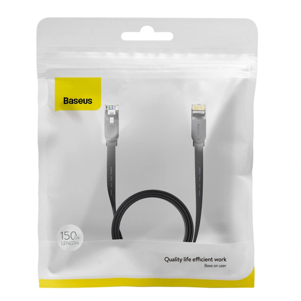 Hurtownia GSM - Flaches Netzwerkkabel Baseus Speed Six RJ45 1000Mbps 1.5m schwarz - BSU3548 - {ean13} - Hurt