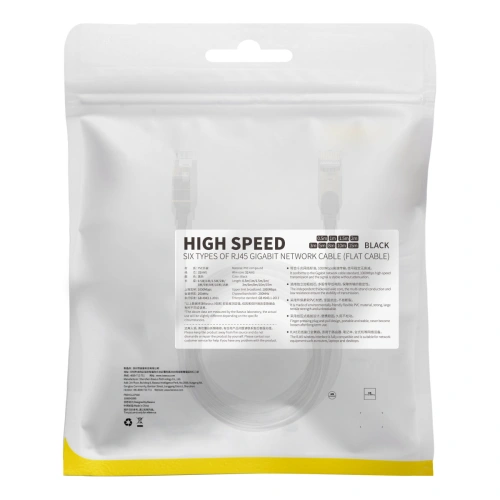 Płaski kabel sieciowy Baseus Speed Six RJ45 1000Mbps 1.5m czarny