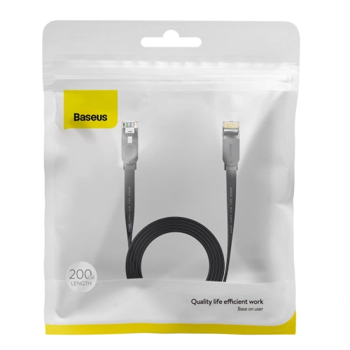 Płaski kabel sieciowy Baseus Speed Six RJ45 1000Mbps 2m czarny