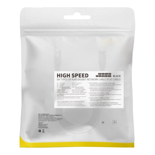 Płaski kabel sieciowy Baseus Speed Six RJ45 1000Mbps 2m czarny
