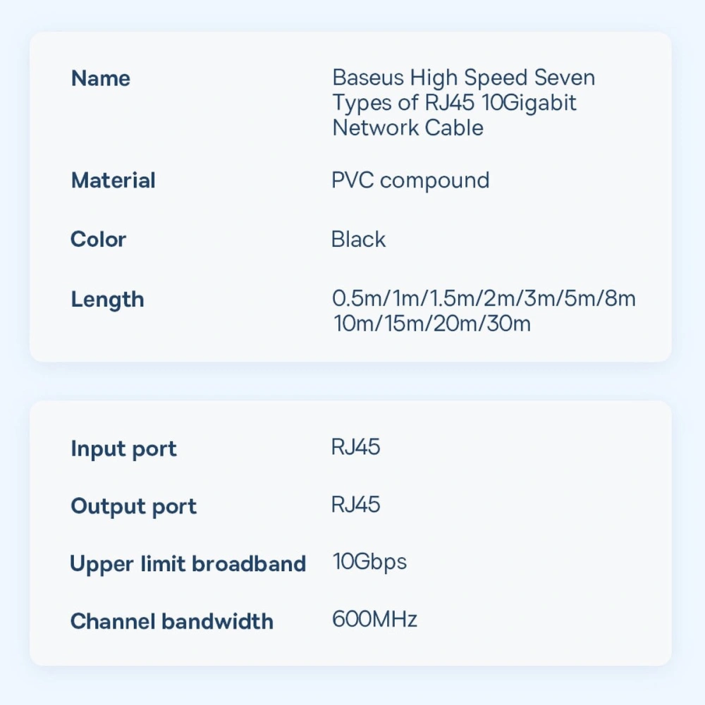 Hurtownia GSM - Cablul de rețea Baseus Speed Seven RJ45 10Gbps 8m negru - BSU3555 - {ean13} - Hurt