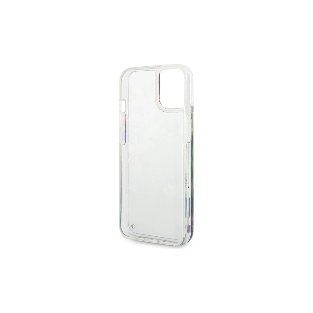 Wholesale Guess GUHCP14MLFLSB Apple iPhone 14 Plus / 15 Plus blue hardcase Flower Liquid Glitter - GUE2059 - {ean13} - Hurt