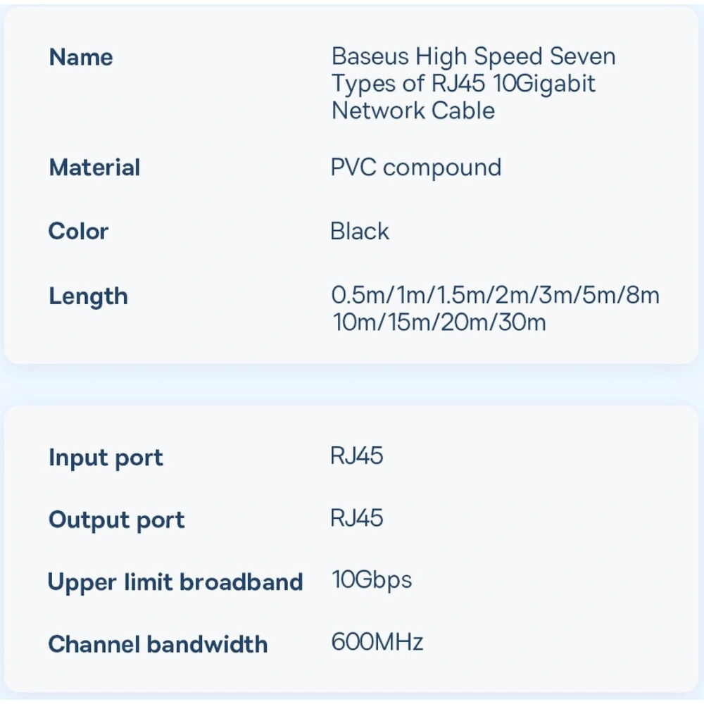 Wholesale Ethernet Cable Baseus Speed Seven RJ45 10Gbps 15m black - BSU3557 - {ean13} - Hurt