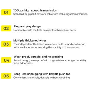 Hurtownia GSM - Hálózati kábel Baseus Speed Seven RJ45 10Gbps 20m fekete - BSU3558 - {ean13} - Hurt