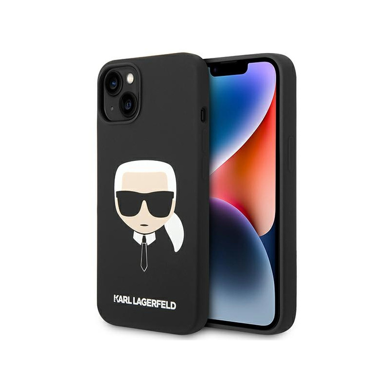 Karl Lagerfeld Distributor - 3666339085414 - KLD1075 - Karl Lagerfeld KLHCP14MSLKHBK Apple iPhone 14 Plus / 15 Plus hardcase black Silicone Karl`s Head - B2B homescreen