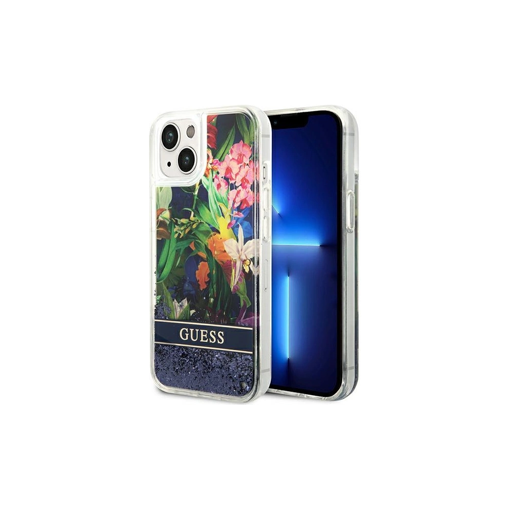 Hurtownia GSM - Etui Guess GUHCP14SLFLSB Apple iPhone 14 albastru/blue hardcase Flower Liquid Glitter - GUE2062 - {ean13} - Hurt