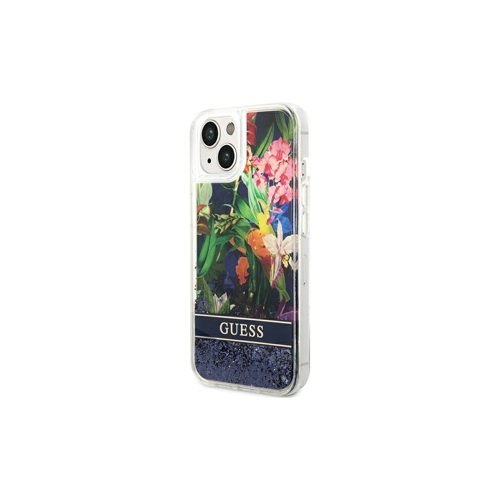 Hurtownia GSM - Etui Guess GUHCP14SLFLSB Apple iPhone 14 albastru/blue hardcase Flower Liquid Glitter - GUE2062 - {ean13} - Hurt