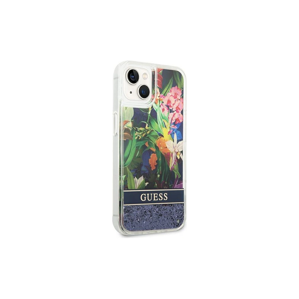 Hurtownia GSM - Etui Guess GUHCP14SLFLSB Apple iPhone 14 albastru/blue hardcase Flower Liquid Glitter - GUE2062 - {ean13} - Hurt
