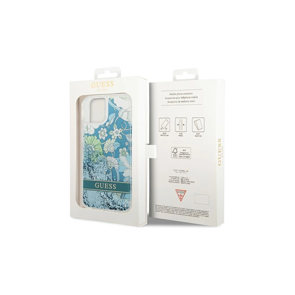 Hurtownia GSM - Case Guess GUHCP14SLFLSN Apple iPhone 14 grün/hardcase Flower Liquid Glitter - GUE2063 - {ean13} - Hurt