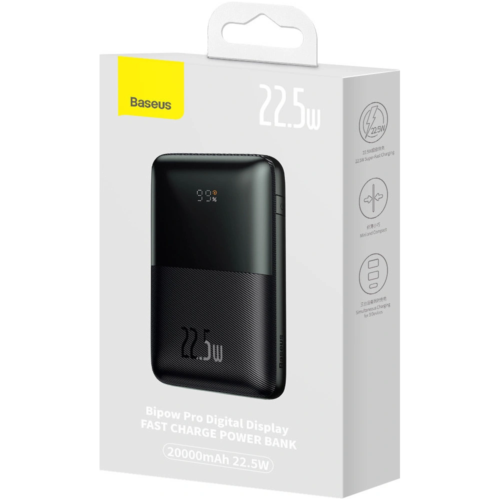 Wholesale Powerbank Baseus Bipow Pro 20000mAh 22.5W + USB-A - USB-C cable 3A 0.3m black - BSU3561 - {ean13} - Hurt