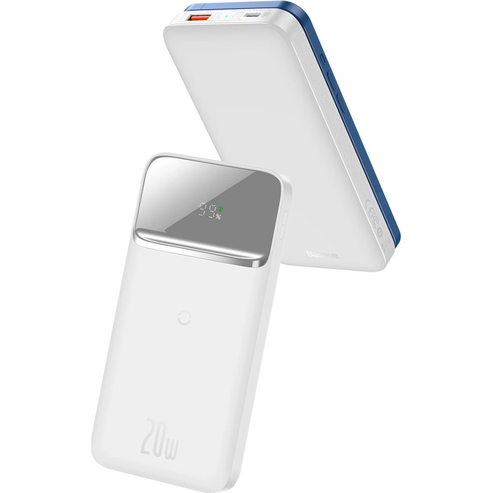 Wholesale Powerbank Baseus Magnetic 10000mAh 20W Overseas Edition + USB-A - USB-C cable white - BSU3564 - {ean13} - Hurt