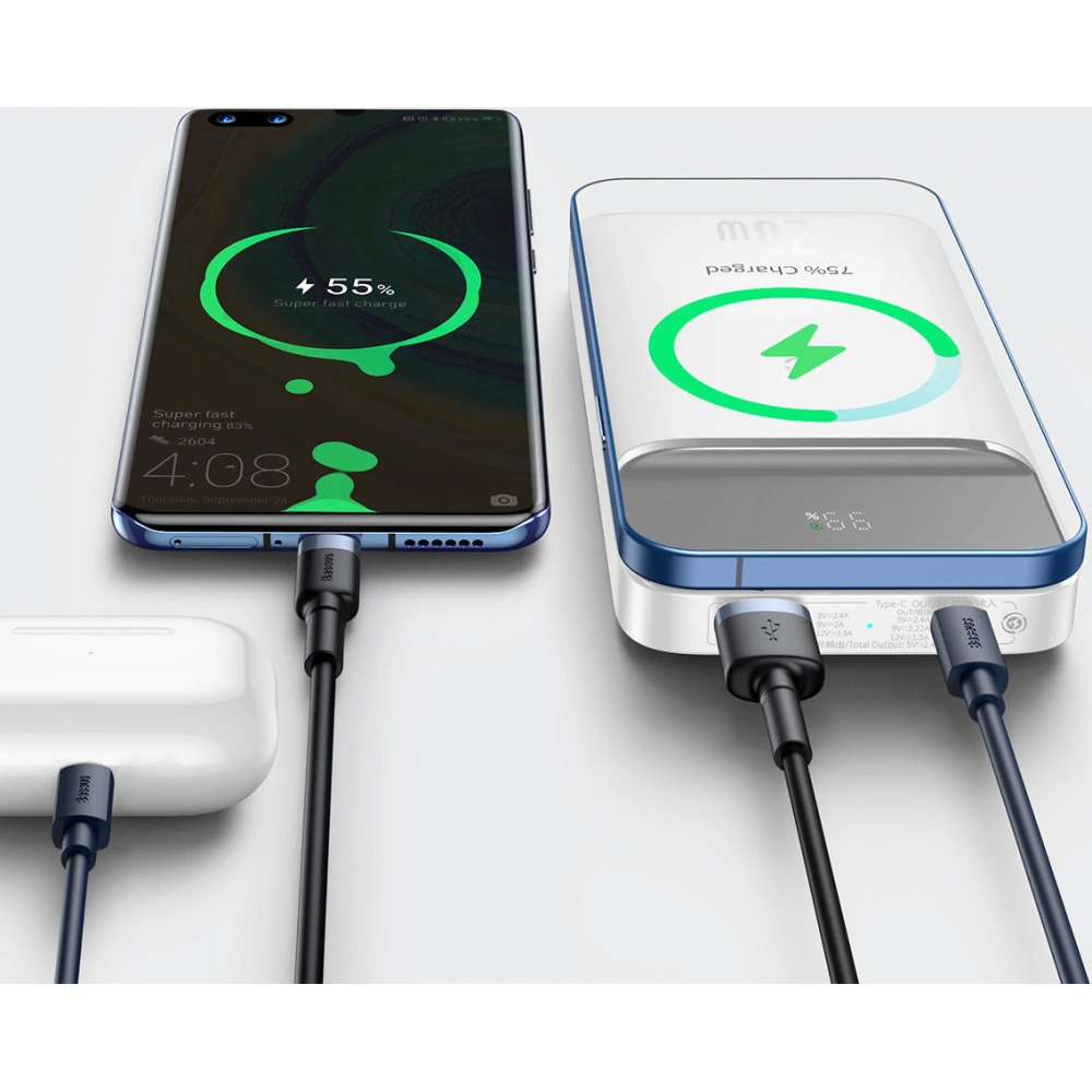 Wholesale Powerbank Baseus Magnetic 10000mAh 20W Overseas Edition + USB-A - USB-C cable white - BSU3564 - {ean13} - Hurt