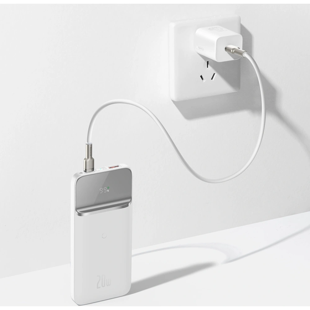 Wholesale Powerbank Baseus Magnetic 10000mAh 20W Overseas Edition + USB-A - USB-C cable white - BSU3564 - {ean13} - Hurt