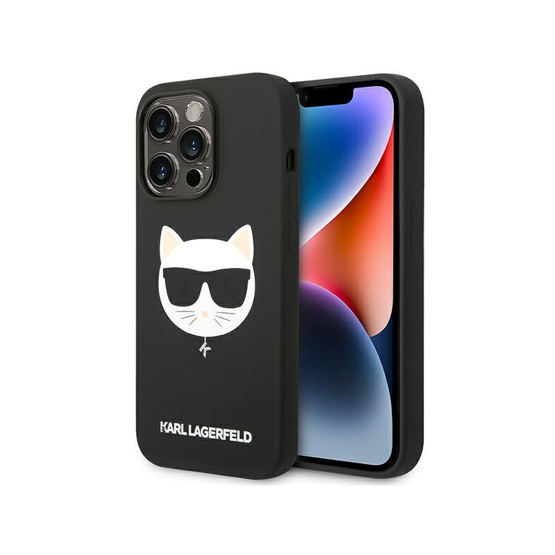 Karl Lagerfeld Distributor - 3666339077938 - KLD1081 - Karl Lagerfeld KLHMP14LSLCHBK Apple iPhone 14 Pro hardcase black Silicone Choupette Head Magsafe - B2B homescreen