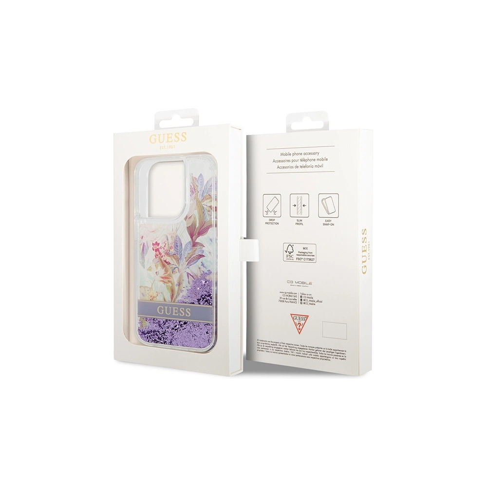 Hurtownia GSM - Etui Guess GUHCP14XLFLSU Apple iPhone 14 Pro Max violet/hardcase Flower Liquid Glitter - GUE2067 - {ean13} - Hurt
