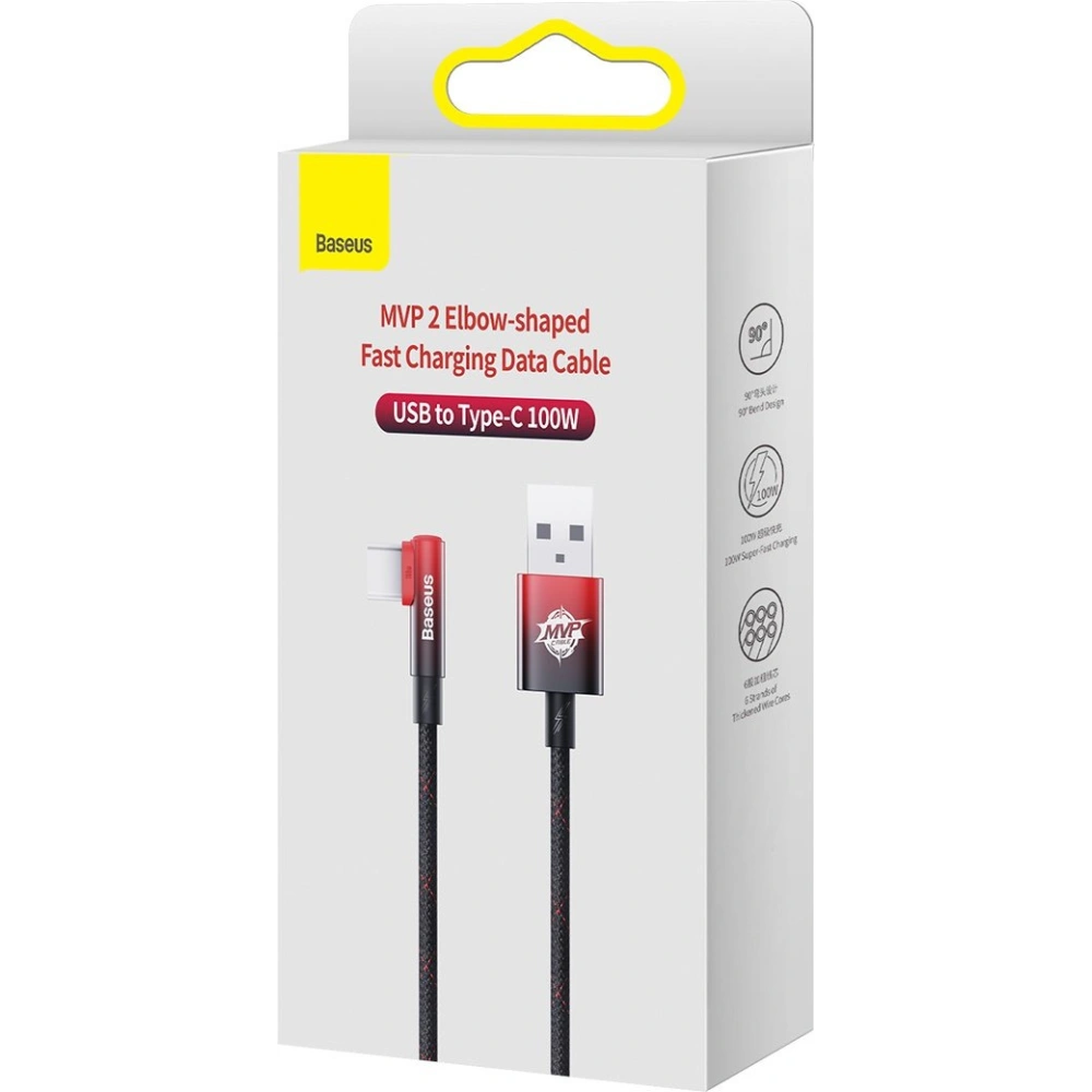Wholesale Baseus MVP 2 Elbow USB-A - USB-C angle cable 2m PD 100W 5A red - BSU3567 - {ean13} - Hurt