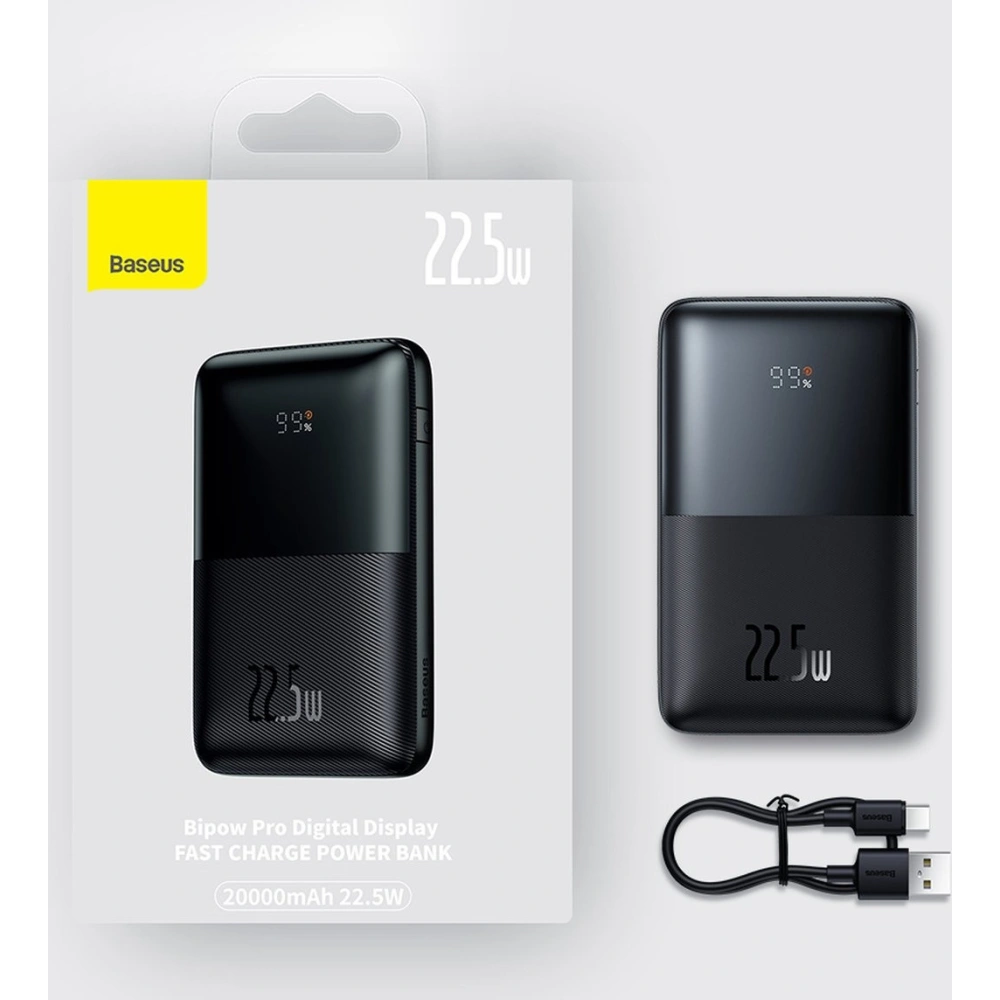 Wholesale Powerbank Baseus Bipow Pro 20000mAh 22.5W + USB-A - USB-C cable 3A 0.3m black - BSU3570 - {ean13} - Hurt