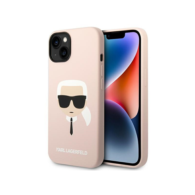 Karl Lagerfeld Distributor - 3666339078041 - KLD1084 - Karl Lagerfeld KLHMP14MSLKHLP Apple iPhone 14 Plus / 15 Plus hardcase light pink Silicone Karl`s Head Magsafe - B2B homescreen