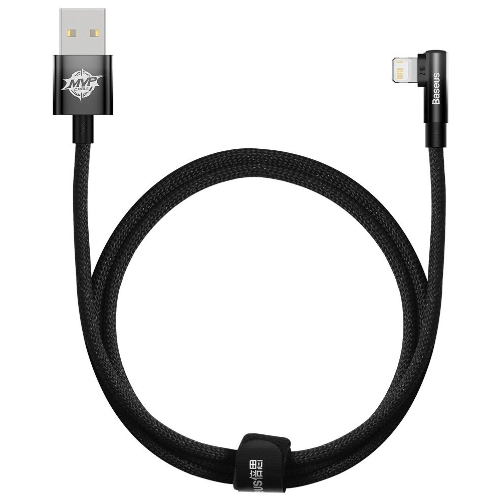 Hurtownia GSM - Kábel szögletes Baseus MVP 2 Elbow USB-A - Lightning 1m 2.4A fekete - BSU3571 - {ean13} - Hurt
