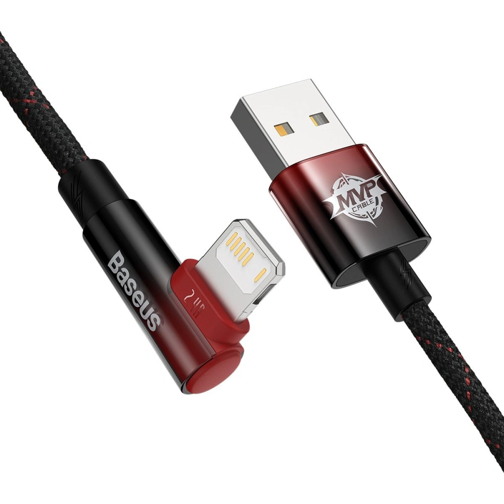 Hurtownia GSM - Kabel úhlový Baseus MVP 2 Elbow USB-A - Lightning 2m 2.4A červený - BSU3574 - {ean13} - Hurt