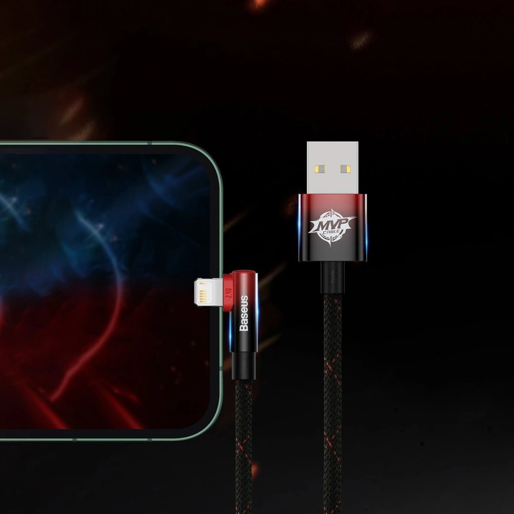 Hurtownia GSM - Kabel úhlový Baseus MVP 2 Elbow USB-A - Lightning 2m 2.4A červený - BSU3574 - {ean13} - Hurt