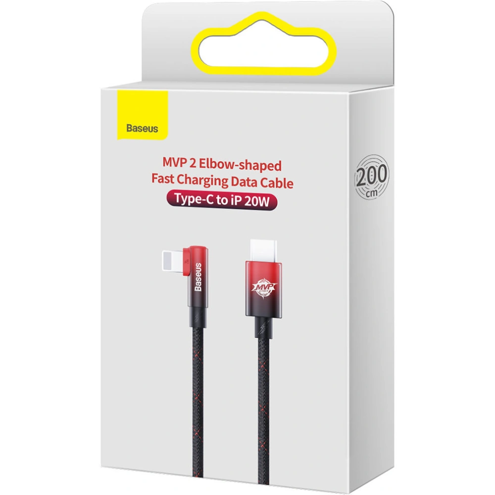 Hurtownia GSM - Kábel szögletes Baseus MVP 2 Elbow USB-C - Lightning PD 2m 20W piros - BSU3576 - {ean13} - Hurt
