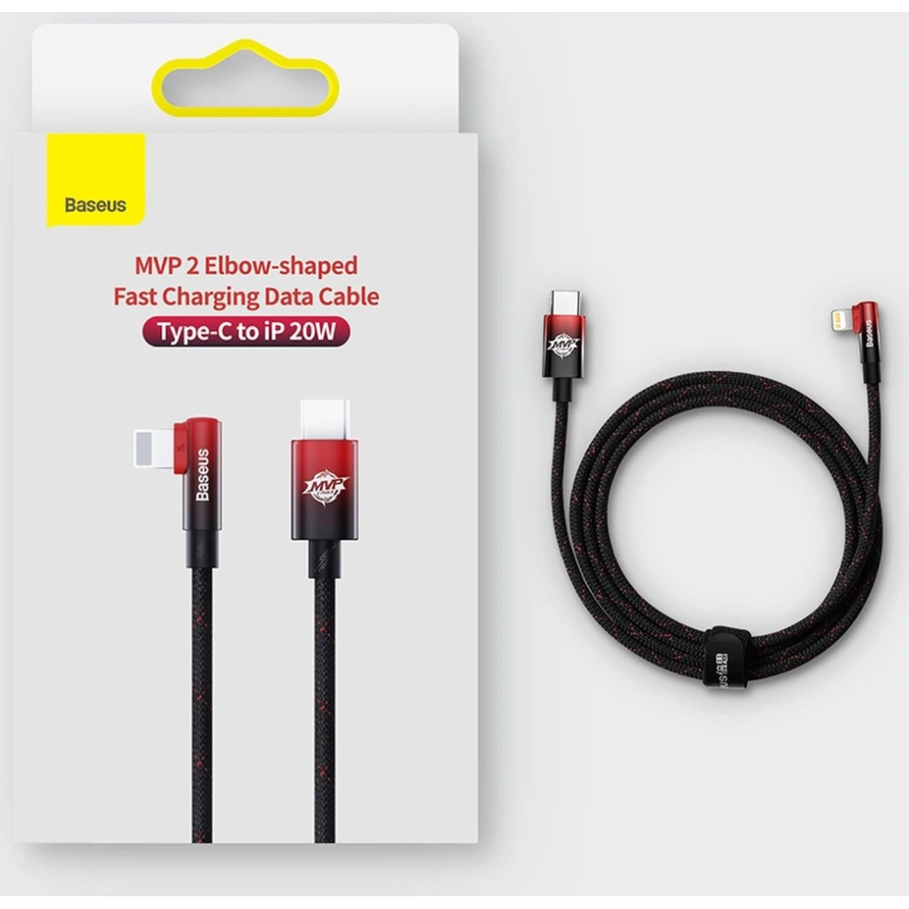 Hurtownia GSM - Kábel szögletes Baseus MVP 2 Elbow USB-C - Lightning PD 2m 20W piros - BSU3576 - {ean13} - Hurt