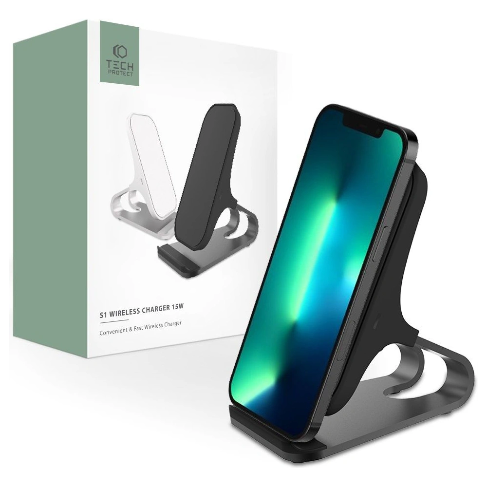 Hurtownia GSM - Vezeték nélküli töltő Tech-Protect QI15W-S1 Wireless Charger 15W Fekete - THP1388 - {ean13} - Hurt