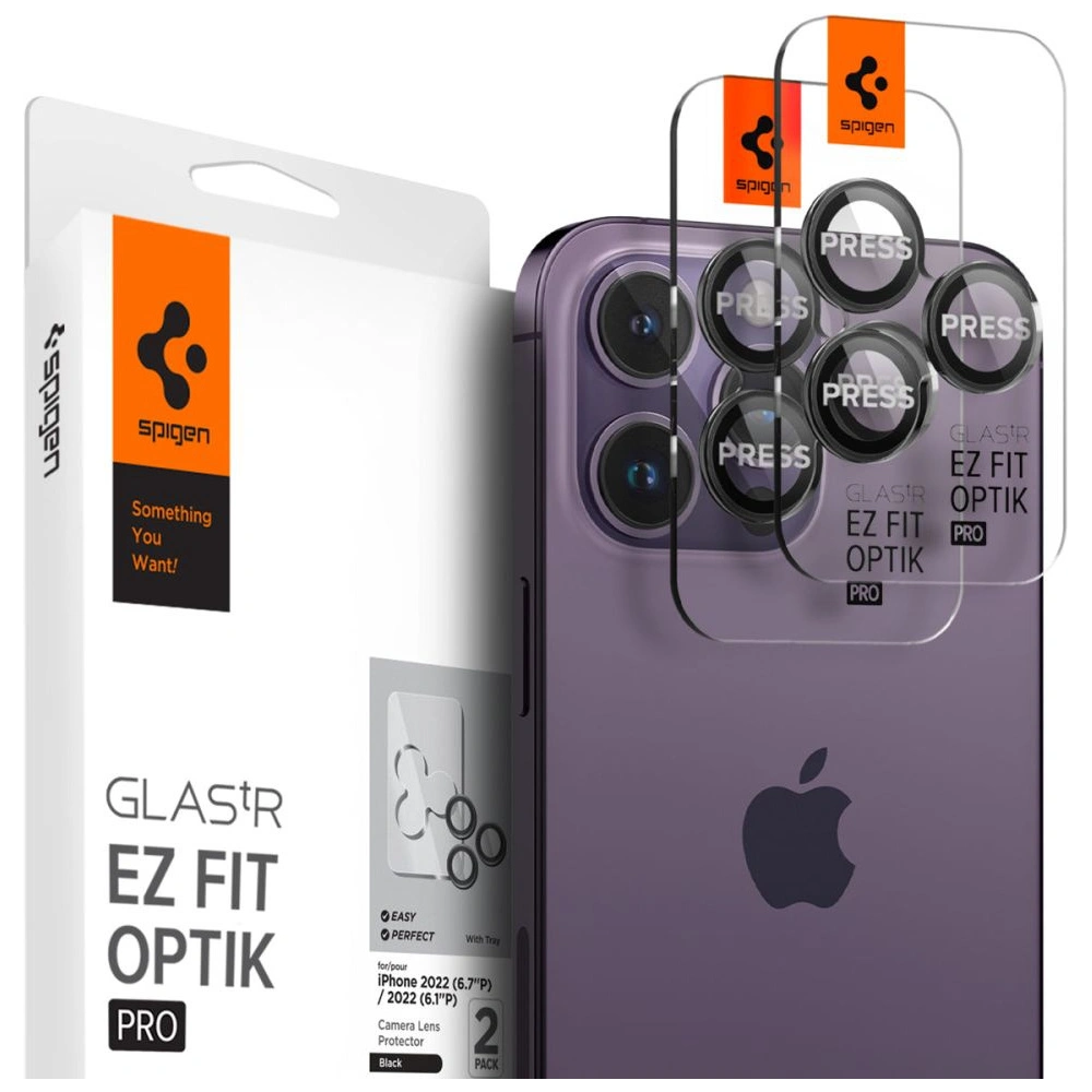 Hurtownia GSM - Sticlă securizată pentru aparat Spigen Optik.tr ez Fit Camera Protector Apple iPhone 14 Pro/14 Pro Max Negru [2 PACK] - SPN2530 - {ean13} - Hurt