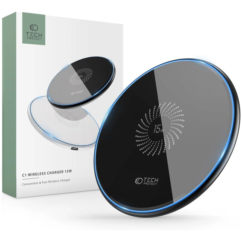 Hurtownia GSM - Bezdrátová nabíječka Tech-Protect QI15W-C1 Wireless Charger 15W Black - THP1413 - {ean13} - Hurt