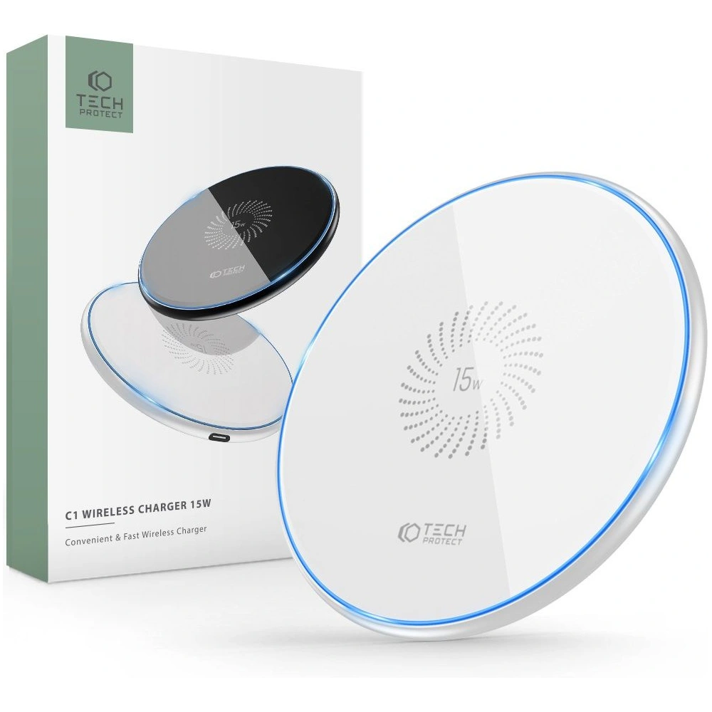 Hurtownia GSM - Vezeték nélküli töltő Tech-Protect QI15W-C1 Wireless Charger 15W Fehér - THP1414 - {ean13} - Hurt