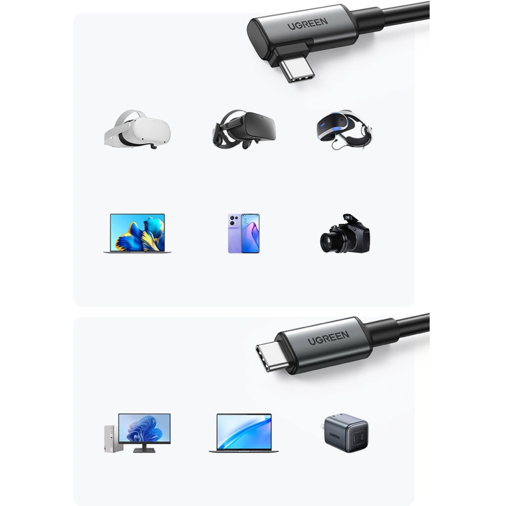 Hurtownia GSM - Kabel kątowy UGREEN US551 USB-C - USB-C 60W transmisja danych z obsługą gogli VR 5m czarny - UGR1385 - {ean13} - Hurt