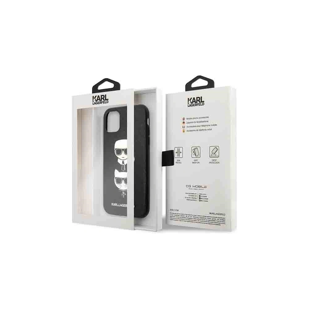 Hurtownia GSM - Etui Karl Lagerfeld KLHCN61SAKICKCBK Apple iPhone 11 černý/black hardcase Saffiano Ikonik Karl&Choupette Head - KLD1093 - {ean13} - Hurt