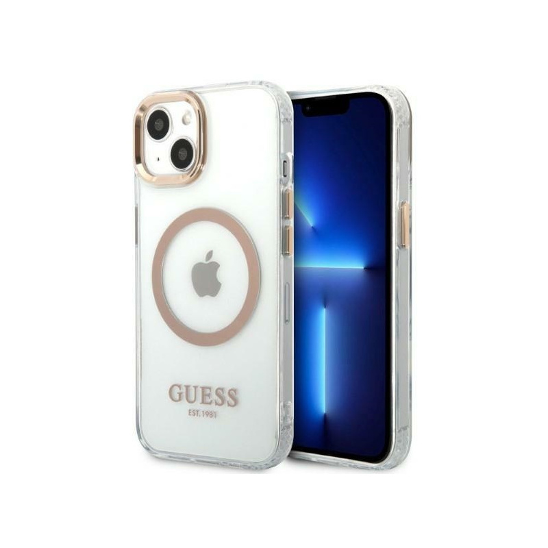 Guess Distributor - 3666339057145 - GUE2074 - Guess GUHMP13MHTRMD Apple iPhone 13 gold hard case Metal Outline Magsafe - B2B homescreen