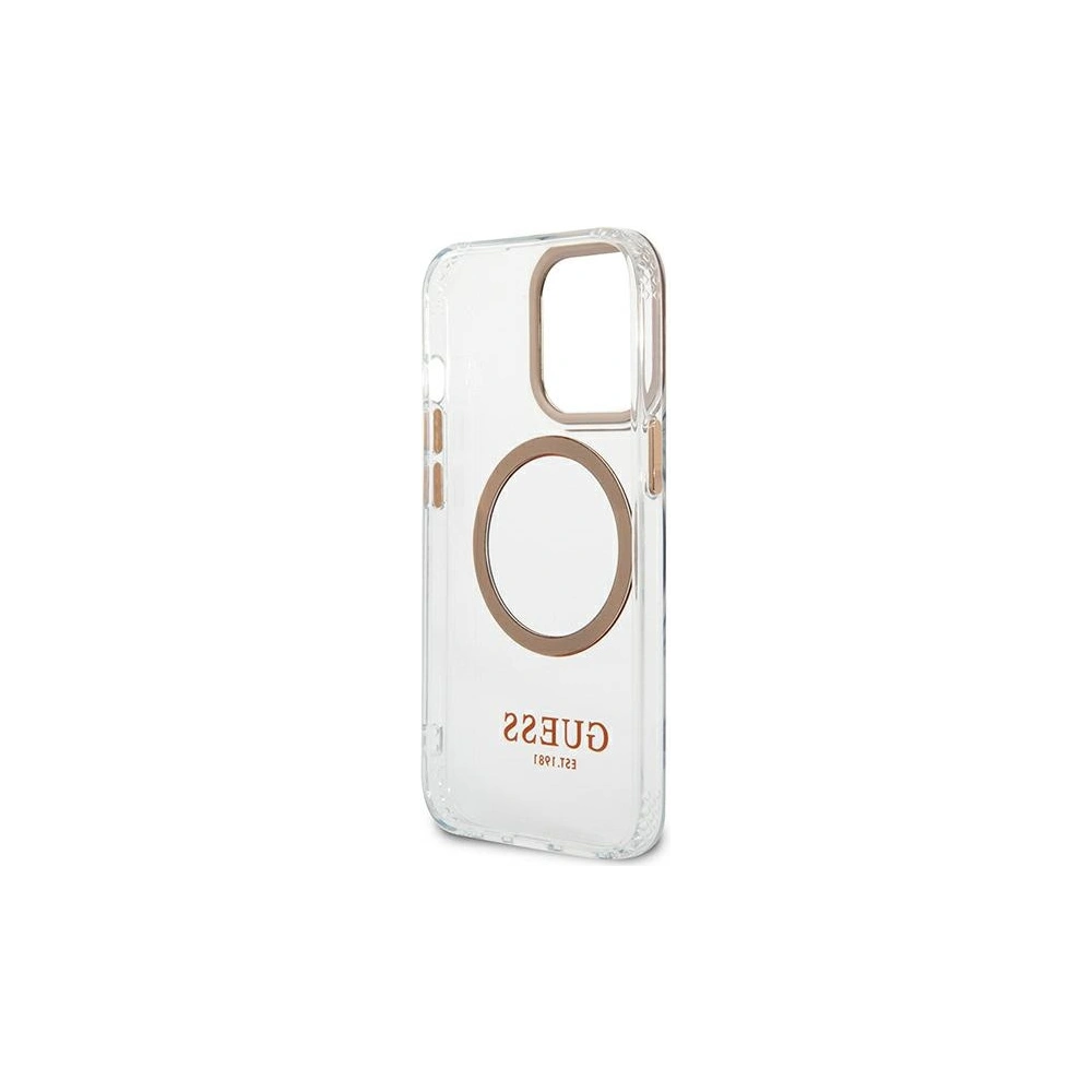 Wholesale Guess GUHMP13XHTRMD Apple iPhone 13 Pro Max gold hard case Metal Outline Magsafe - GUE2079 - {ean13} - Hurt