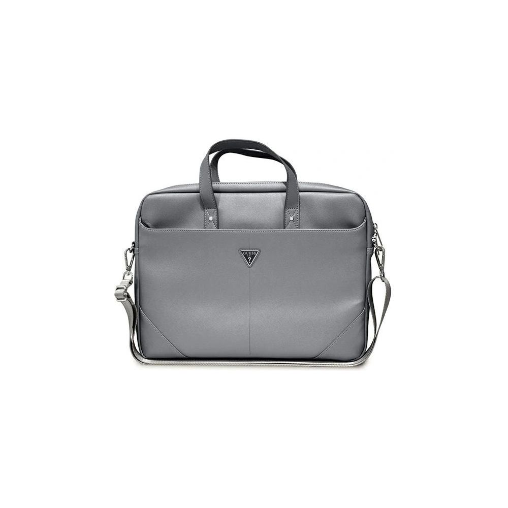 Hurtownia GSM - Torba Guess GUCB15PSATLG 16 palců stříbrná/silver Saffiano Hot Stamp Triangle Logo - GUE2089 - {ean13} - Hurt